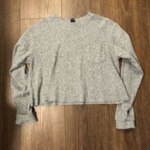 Heathered Gray Waffle Knit Top
